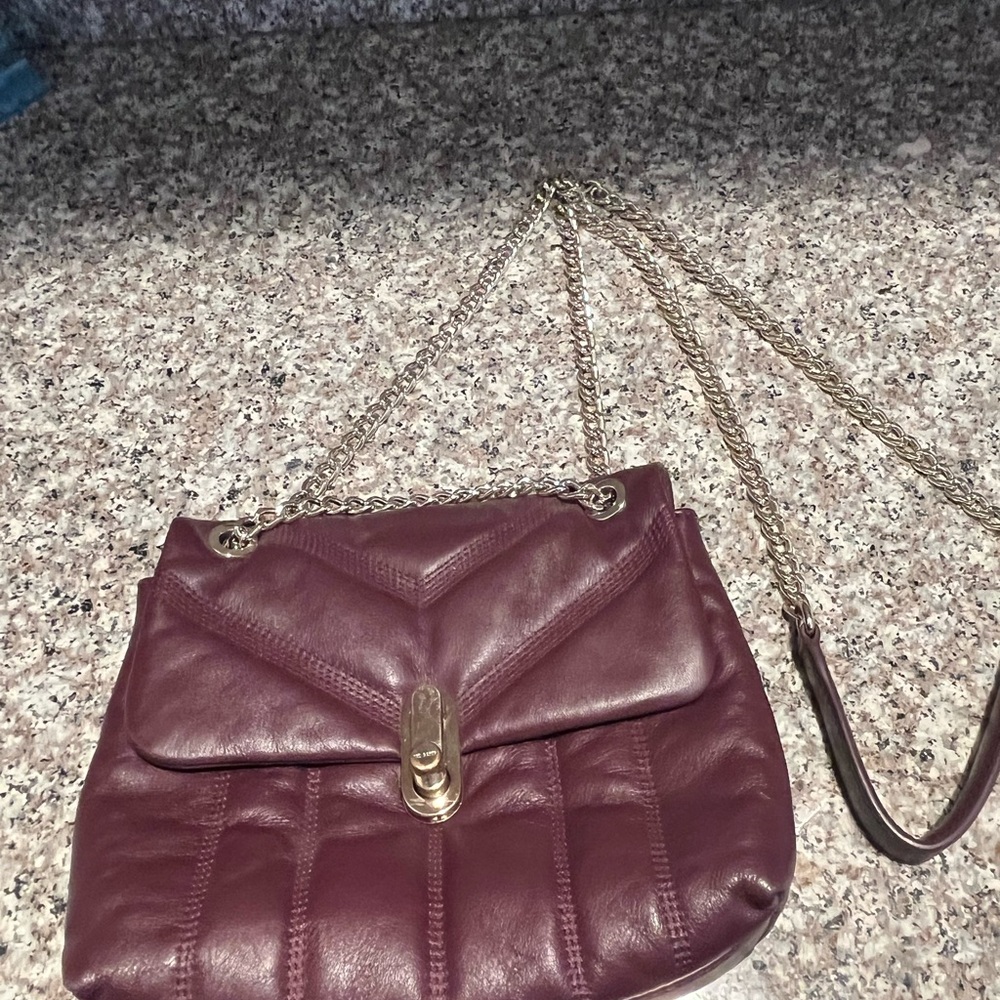 Ted Baker Leather Puffer Quilt Detail Mini Bag.  Deep Purple